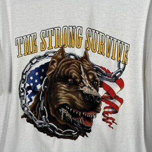 Glidden Men’s Dry Blend T-Shirt “The Strong Survive” Pit Bull American Shirt L